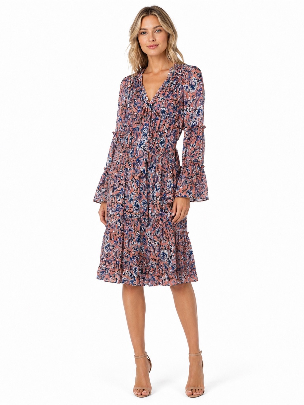 MISA Los Angeles Celeste Midi Dress Petals of Lillie Floral Women's Size M
